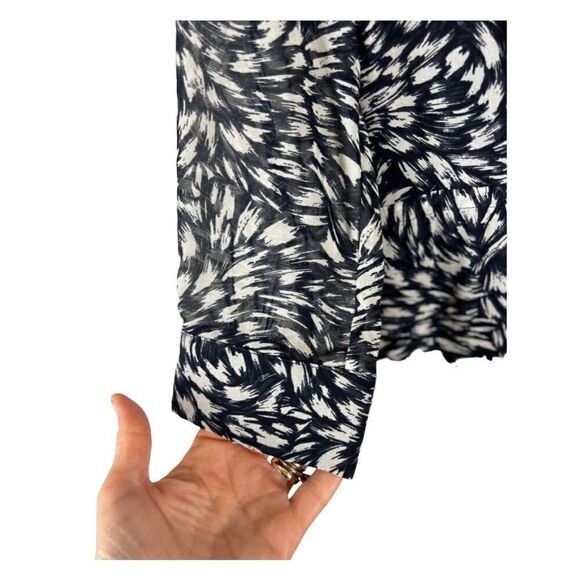 H&M Navy Chiffon Long Sleeve Tie Dress Sz 6 - Picture 6 of 10